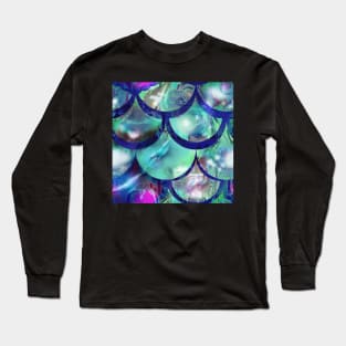 Mermaid blue ice dragon scales mirror reflective magic ocean Long Sleeve T-Shirt